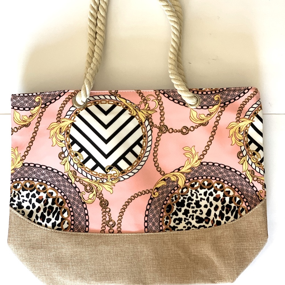 Luxury Pattern Pink Beach Bag Tote NEW
